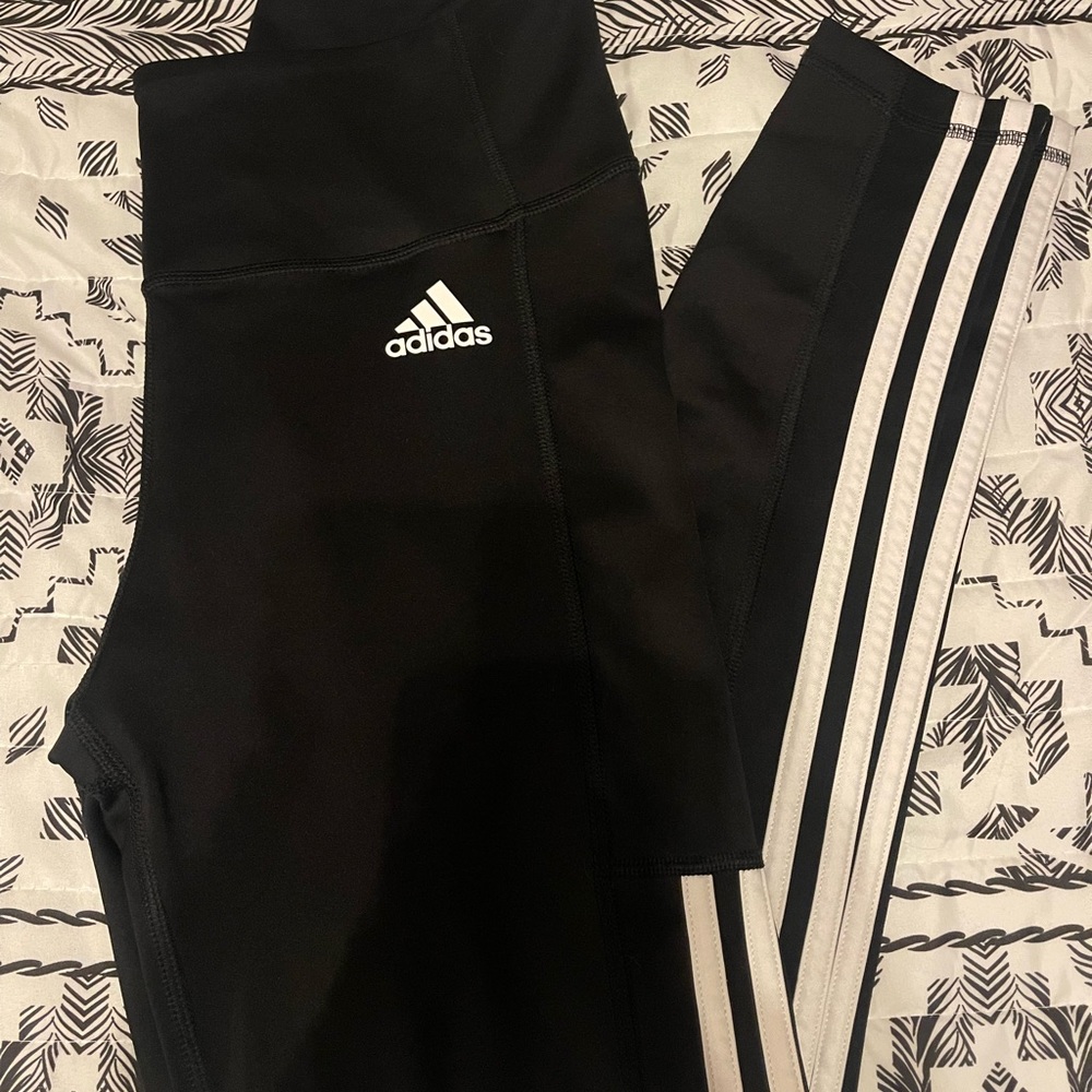 Qty:2 Womens-Adidas black leggings, size:medium. EUC